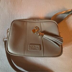Pom Pom London Taupe Crossbody Bag